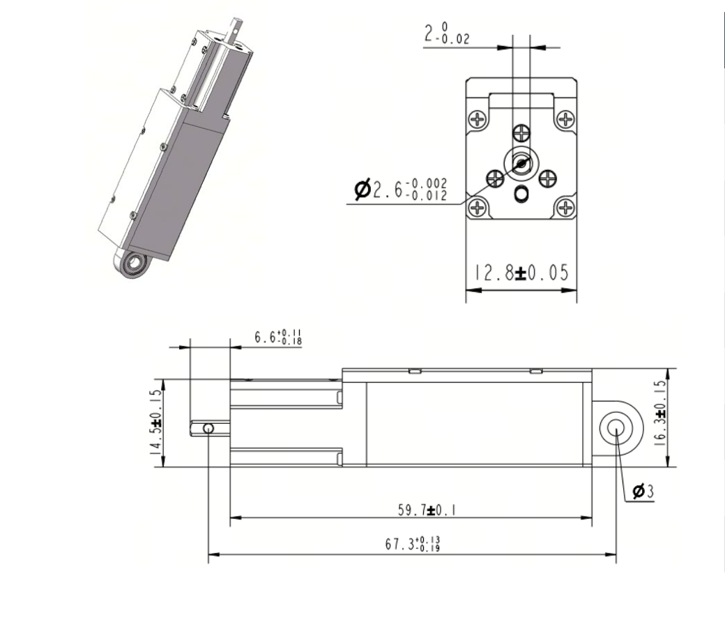 ZHREC-T120-S10-BF brushless servo electric cylinder dimension drawing