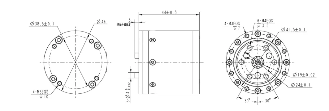 ZHR-P05 Planetary Gearbox Actuator Dimensional Drawing